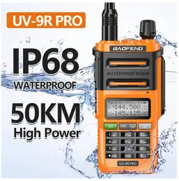 Baofeng UV 9R Pro 15W IP68 Waterproof Walkie Talkie UHF VHF HAM CB Radio uppgraderad av UV9R plus tvåvägs 50 km lång räckvidd högre krafthandhållare