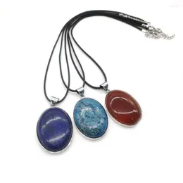 Подвесные ожерелья натуральный камень Lapis Lazuli Кристаллическое овальное ожерелье