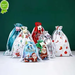 新しいクリスマスギフトキャンディーバッグサンタクロースドローストリングバッグクリスマスパーティー装飾バッグ用のクリスマスギフトラッピングバッグ