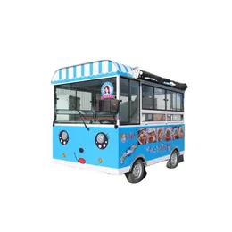 KN-OH01 Electric Mobile 4 Wheel Food Bus Servi Cart Fast Food Trailer Stainless Steel Food Kiosk Uk