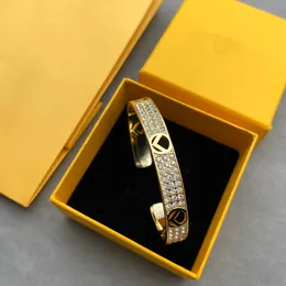 Mode Designer Armreif Für Männer Frauen Voller Diamanten Gold Buchstaben F Armbänder Geschenke frauen Luxus Liebe Armbänder Schmuck