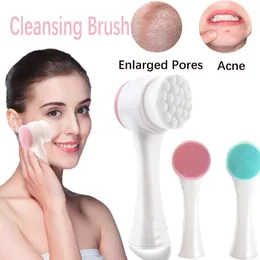 Rengöringsverktygstillbehör 12st Face Brush Silica Gel Brush Double Sids Cleanser Blackhead Ta bort produktporrengöraren Exfolierande 230517