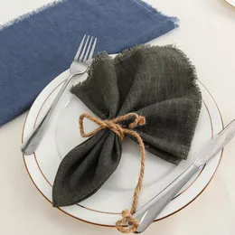 Servilletas de mesa, 2 servilletas de lino de 45x45cm con flecos, tela de lino francés hecha a mano delicada para cena, fiesta, decoración de boda, 18x18 pulgadas