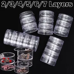 Jewelry Stand Multilayer Rotating Storage Box Earrings Ring Acrylic Organizer es Display Rack with Cover 230517