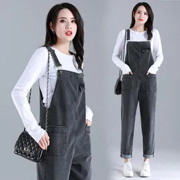 Jeans Denim Jeans Frauen Casual Mode Hosenträger Hosen Lose Tasche Harem Marke Overalls Schulter Riemen Große L5xl 6xl 7xl 8xl