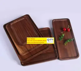 DHL Rectangle Black Walnut Plates Delicate Kitchen Wood Fruit Vegetable Bread Cake Dishes Multi Size Tea Food Snack Trays DD