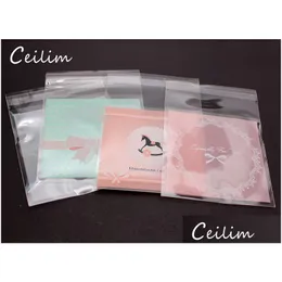 Jewelry Pouches Bags Fashion 100 Pcs/Lot Cute Bowknot Pink Green White Self Adhesive Seal Plastic 7X7Cm Pouches Packaging D Dhgarden Dh3Wy