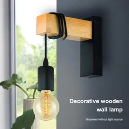 Lâmpada de parede moderna minimalista de madeira clara LED E27 Solas de estar em casa, quarto de luminária decorativa de acessório