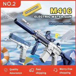 Gun Toys Summer Fully Automatic Electric Water Gun Rechargeable Long-Range Continuous Firing Space Party Game Splashing Kids Toy Boy Gift 230518