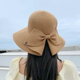 Wide Brim Hats Women's Spring And Summer Outings Bowknot Big Beach Hat Fashion Sun Roll Up Designs Womens Hiking Gear