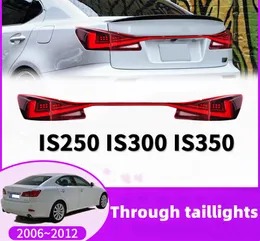 Bil Taillight för Lexus IS250 300 350 2006-2012 Bakre genom lastbilens bakljus bakljuslampa som vänder andningsljus