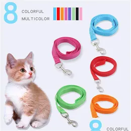 Collari per cani Guinzagli Guinzaglio in nylon per animali domestici Tinta unita Durevole Forte Cucciolo di gatto 1.5X120Cm Corda da passeggio Drop Delivery Home Garden Supplies Dhdxh