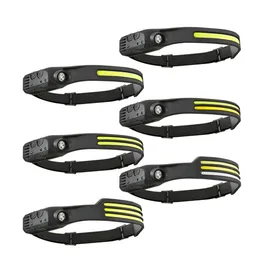 Induktion Strålkastare COB LED-lampan med inbyggd batteri ficklampan USB-laddningsbar huvudlampa 5 Belysningslägen Huvudljus W689