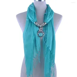 Halsdukar Fashion Pendant Calaite Alloy Jewelry Scarf Necklace Garn Cotton Beach Handduk Tassel SHACK PASHMINA