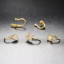 Copper Inlaid Zircon U-Shaped Nose Clip Ear Bone Clip Non-Perforated Anti-Pain Puncture Nose Ring Jewelry Wholesale