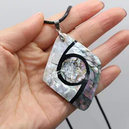 Pendant Necklaces Natural Black Shell Patchwork Rhombus Necklace Jewelry Mother Of Pearl For Women Men DIY Charms Gift