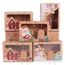 ギフトラップメリークリスマスクッキーボックスクラフトペーパーキャンディボックスバッグ年晴れた窓包装バッグ装飾ナビダッドギフト