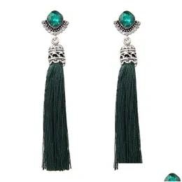 Dangle Chandelier Ethnic Style Long Tassel Earrings For Women Fashion Crystal Earring Bohemia Drop/Dangle Jewelry 5 Colors Dhgarden Dhgef