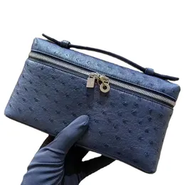 loro pianas Lunch Bag Women Bag Box L19 LP Designer Makeup Bag Genuine Ostrich Leather Canvas Ostrich Stranded Handbag Two Way Zipper Backpack