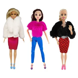 Kawaii 6 ürün /lot moda bebek elbisesi kışlık ceket çocuk oyuncakları dolly aksesuarları bedava kargo şeyler Barbie diy kız için mevcut