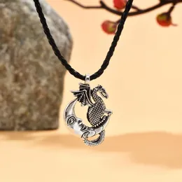 Подвесные ожерелья викинг дракона на луне ожерелье для женщин модные животные уникальные дизайнерские ювелирные аксессуары