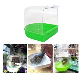 Grooming Hanging Bird Bath Cube Parrots Bathtub Bath Shower Box Cage Accessory for Little Bird Canary Budgerigar Cockatiel Lovebird