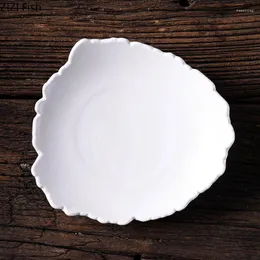 Plates Nordic Style El Restaurant Household Ceramic Tableware White Fruit Salad Plate Creative Irregular Shape Gourmet Main Dish