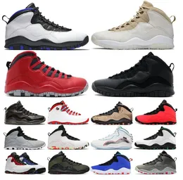 Jumpman 10 Mens Basketball Shoes 10S 트레이너 Broadway Stealth Cement Steel Steel Grey 10 주년 기념 Ovo Black Orlando Jordens Tinker Sneakers 40-47