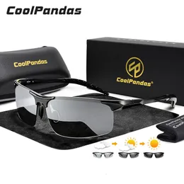 Occhiali da sole in alluminio senza montatura pocromici da uomo polarizzati giorno notte guida occhiali camaleonte antiriflesso gafas de sol hombre 230517