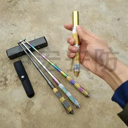 Tragbare Selbstverteidigung Mini Pen Swing Stick Notfall Tragbare einziehbare verschleißfeste Teleskop Drei-Knöchel-Kohlenstoffstahl Sti246j