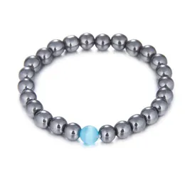 Beaded New Fashion Stone Bead Bracelets Concise Jewelry With White Turquoise/Tiger Eye/Smooth Sier 8Mm Beads For Men Women Dr Dhgarden Dhf1A