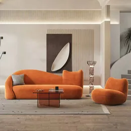 Unidad pequeña nórdica moderna y sencilla, luz de salón de belleza alienígena creativa, nube curva de lujo, red para sala de estar, sofá artístico de tela roja