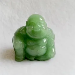 Charms äkta asiatisk jade snidad leende buddha staty smycken julklapp