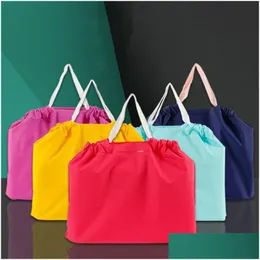 Bolsas de embalagem Eva Dstring Bag Restaurant Takeaway Roupas de plástico embaladas com alça de pacote de lojas bolsa de entrega de entrega de escritório DHJG8