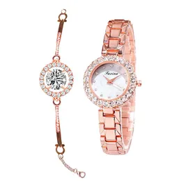 Wristwatches 2023 Fashion Woman Quartz Watch Zicon Bracelet Two Pieces Jewelry