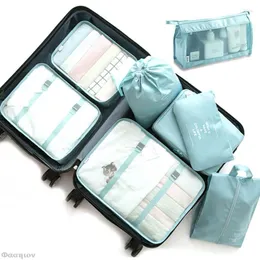 Bolsas de armazenamento 8 peças Conjunto de viagens Organizador de malas de embalagem estacas Bolsa de bagagem portátil