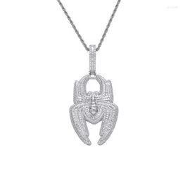 Pendant Necklaces Full Cubic Zircon Anime Spider Symbol Necklace Fashion Men'S Hip Hop Chain Rock Jewelry