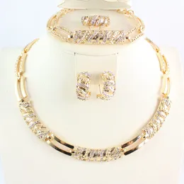 Свадебные ювелирные украшения наборы женщин Африканские бусинские украшения наборы CZ Crystal Countal Sergring Bracelet Jewelries Set Gold Color Accessories 230518