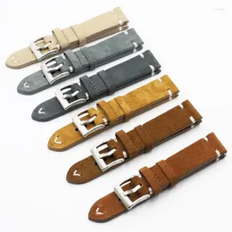 Uhrenarmbänder Onthelavel Qualitäts-Wildleder-Velours-Grauarmband 18 20 22 mm Ersatzbandzubehör Edelstahlschnalle #E