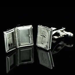 Metal Cufflinks French Shirt Men's Business Banquet Wedding Gifts Christ Bible Jesus Cross Can Open and Put Photo Cuff Links