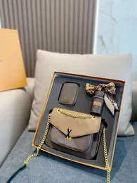 5Aquality Moda Orijinal Deri Lady Bag Crossbody Browyello Omuz Çantası 3Set Kayışları Cüzdan İpek Accanları Kadın Çanta Çantaları Cpostman Ross Vücut Çanta Hediye Kutusu