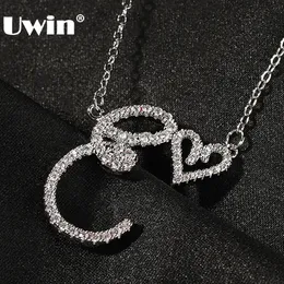 Chokers uwin kalp kolye kolyeler ile ilk el yazısı harfleri buzlu başlangıç ​​kolyesi moda takı collier lettre 230518