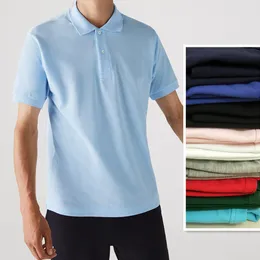 Erkek Polos Yüksek Kaliteli Yaz Erkekler Kısa Arayan Timsah Polo Gömlek% 100 Pamuklu Moda Klasik Klasik Düz Renk Havalandırma Homme Top 230518