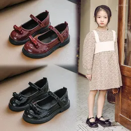 Płaskie buty wiosenne jesieni dziewczynki dla dzieci szkoła czarna skóra sukienka studentka księżniczka