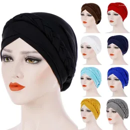 Ethnic Clothing Braid Wrap Women Jersey Inner Hijab Muslim Fashion Elastic Headband Forehead Across Islamic Turban Easy Cap Chemo Hat