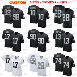 Mens Football Jerseys Womens Kids Custom 17 Davante Adams 2 Daniel Carlson 13 Renfrow 90 Tillery 10 Jimmy Garoppolo 28 Josh Jacobs Miller 55 Maxx Crosby Chandler Jones