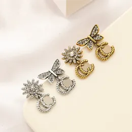 Gold Plated Designers Letter G Stud Famous Women Suower and Butterfly Earring Wedding Party Jewerlry High Quality 20style