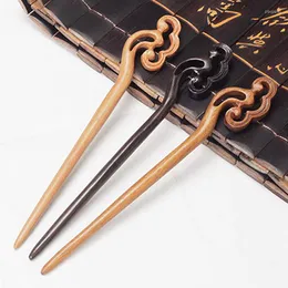 Hårklipp retro kinesisk stil sandelträ hårnålar för kvinnor flickor hanfu klänning gamla pinnar hållare pinnar gafflar