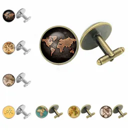 2020 New Black Earth Globe Badge / Gemelli in bronzo Gotico Vetro convesso Gemelli da uomo Gioielli regalo da uomo