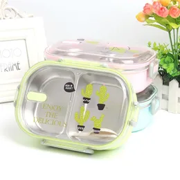 Servis uppsättningar Japanse Lunchbox Draagbare Met Compartimenten Servies 304 Roestvrij Staal Kids Bento Box Magnetron voedsel container